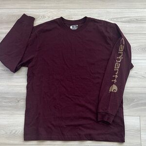 Carhartt Men's Burgundy Long Sleeve Tee size large loose fit